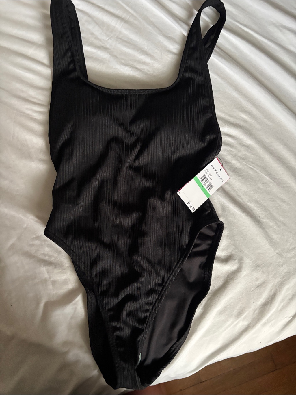 Vince Camuto Black Ribbed One-Piece Swimsuit